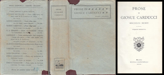 PROSE - GIOSUE CARDUCCI - ZANICHELLI --- 1924 - CS - YFS270