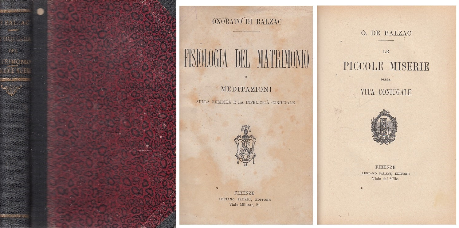 LS- FISIOLOGIA MATRIMONIO PICCOLE MISERIE - BALZAC - SALANI--- 1911 - C - ZFS423