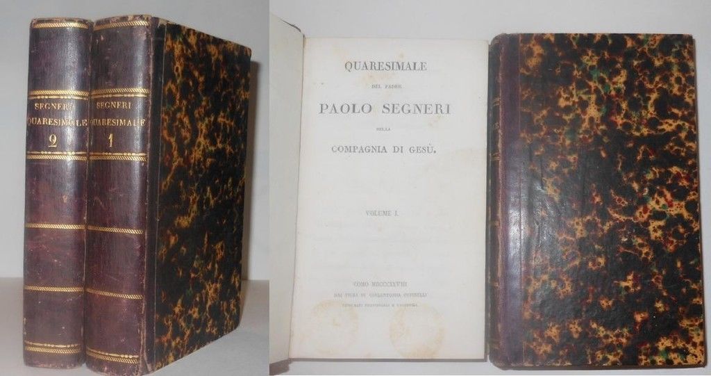 LH- QUARESIMALE VOLUMI 1/2 COMPAGNIA GESU'- PAOLO SEGNERI- COMO--- 1828- C-XFS13