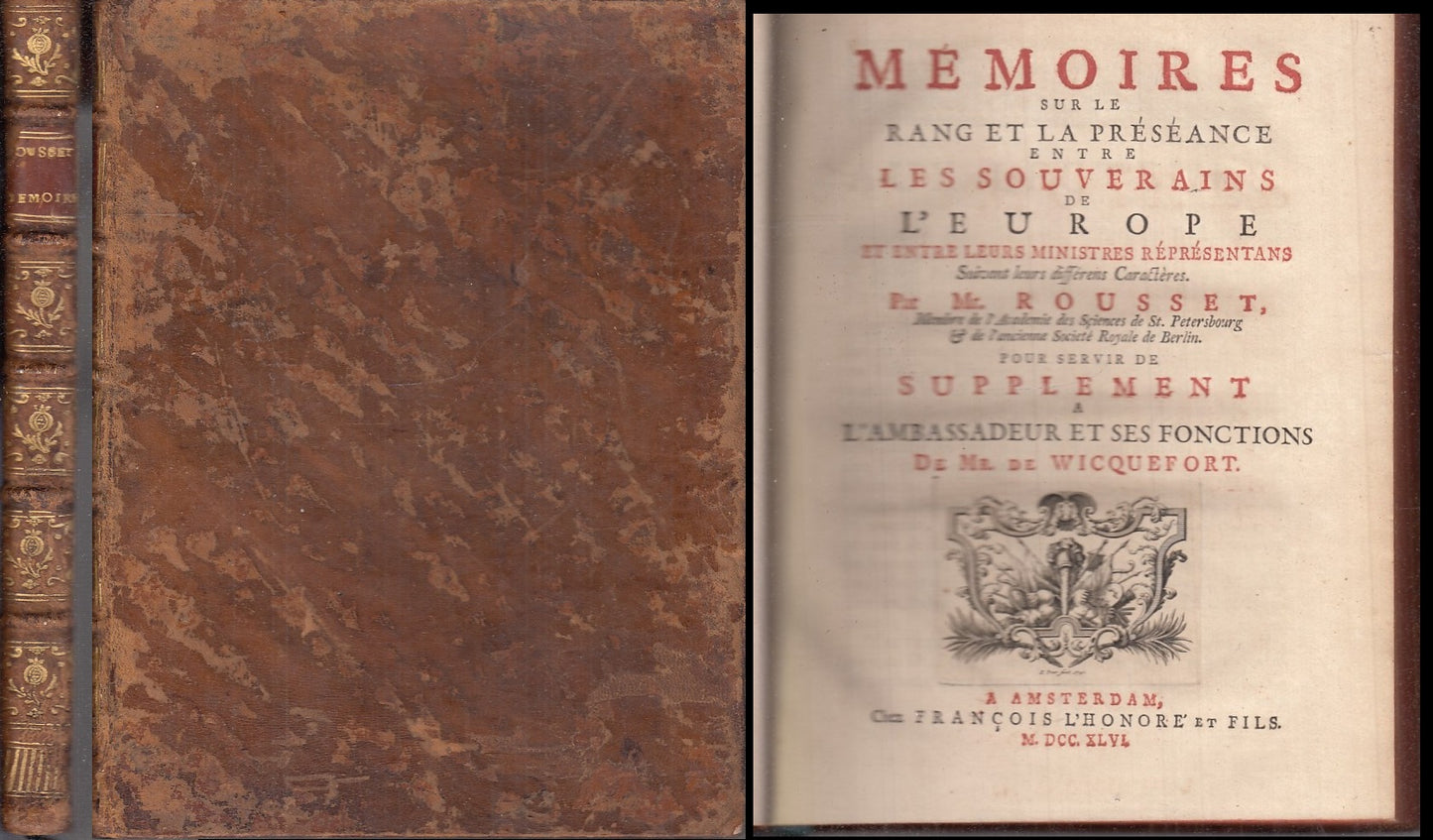 LH- MEMOIRES SUR LE RANG ET LA PRESEANCE SETTECENTINA- ROUSSET---- 1746- C-XFS98