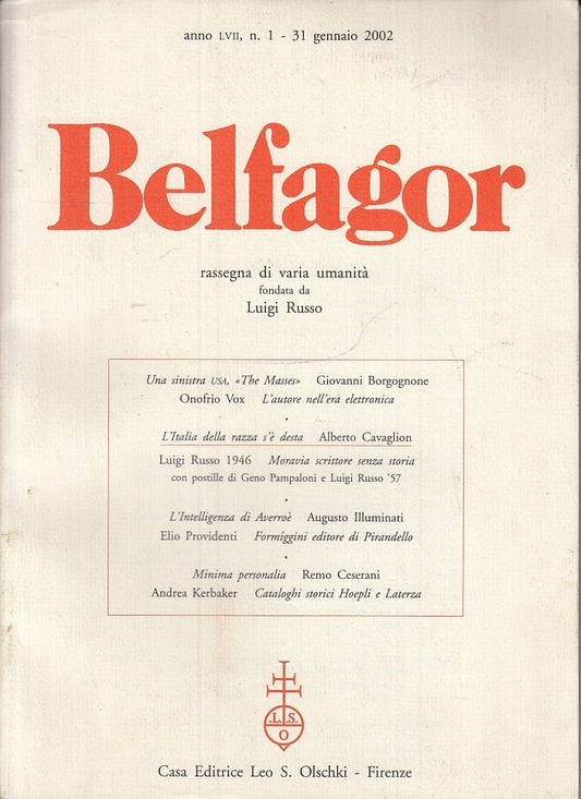 LR- BELFAGOR ANNO LVII N.1 - LUIGI RUSSO - LEO OLSCHKI --- 2002 - B - XFS58