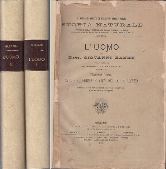 LZ- L'UOMO VOL I E II- GIOVANNI RANKE- UNIONE TIPOGRAFICA ED --- 1892- C- YDS354