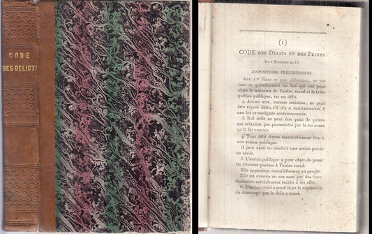 LZ- CODE DES DÉLITS ET DES PEINES DU 3 BRUMAIRE -- BODONIANA --- 1805 - C- XFS38