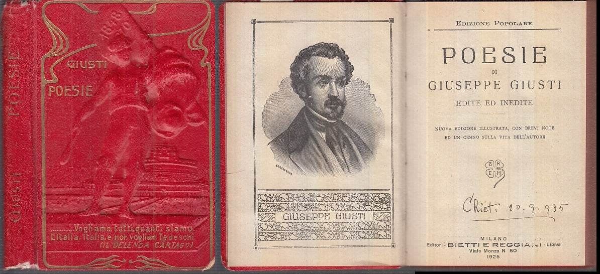 POESIE EDITE ED INEDITE- GIUSEPPE GIUSTI- BIETTI E REGGIA--- 1925- C- XFS101