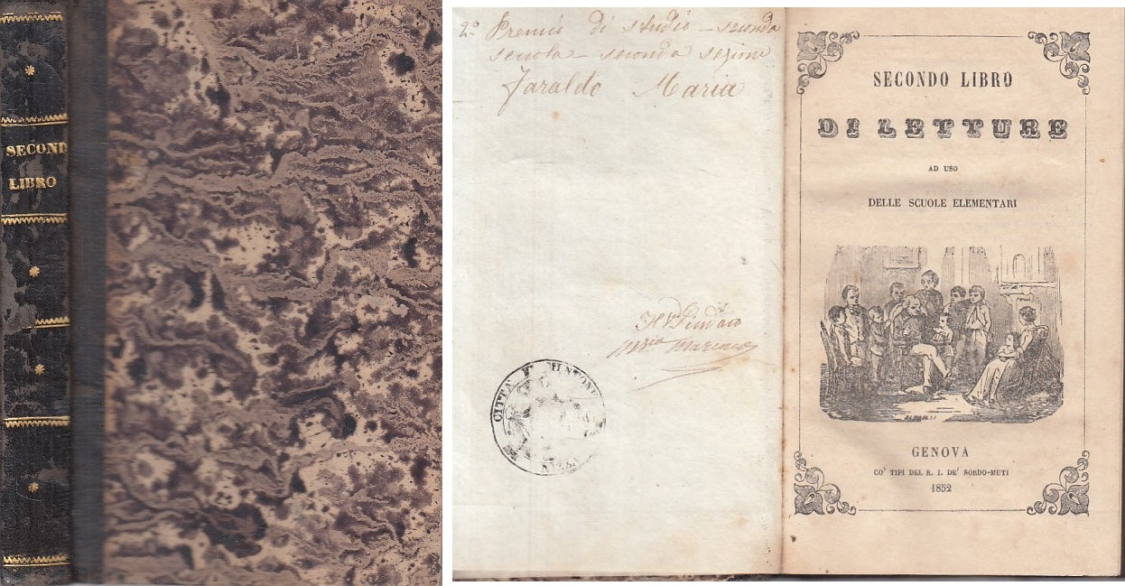 LN- SECONDO LIBRO DI LETTURA SCUOLE ELEMENTARI -- GENOVA --- 1852 - C - ZFS74