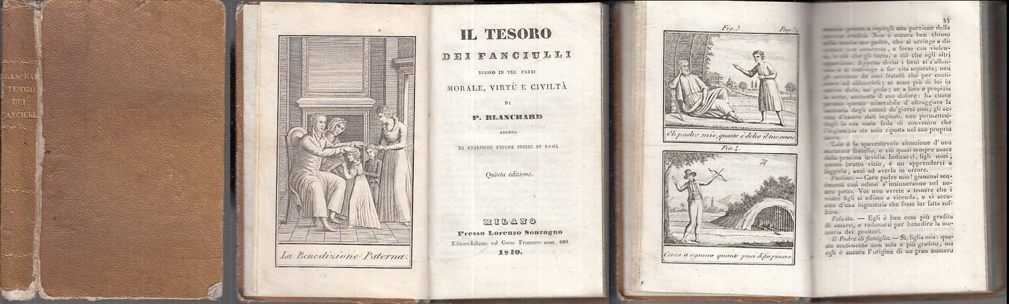 LN- IL TESORO DEI FANCIULLI + TRATTATO - BLANCHARD - SONZOGNO --- 1840- C- XFS99