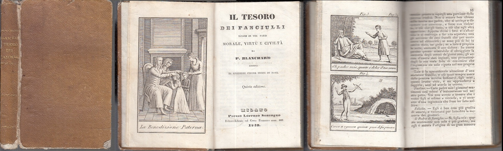 LN- IL TESORO DEI FANCIULLI + TRATTATO - BLANCHARD - SONZOGNO --- 1840- C- XFS99