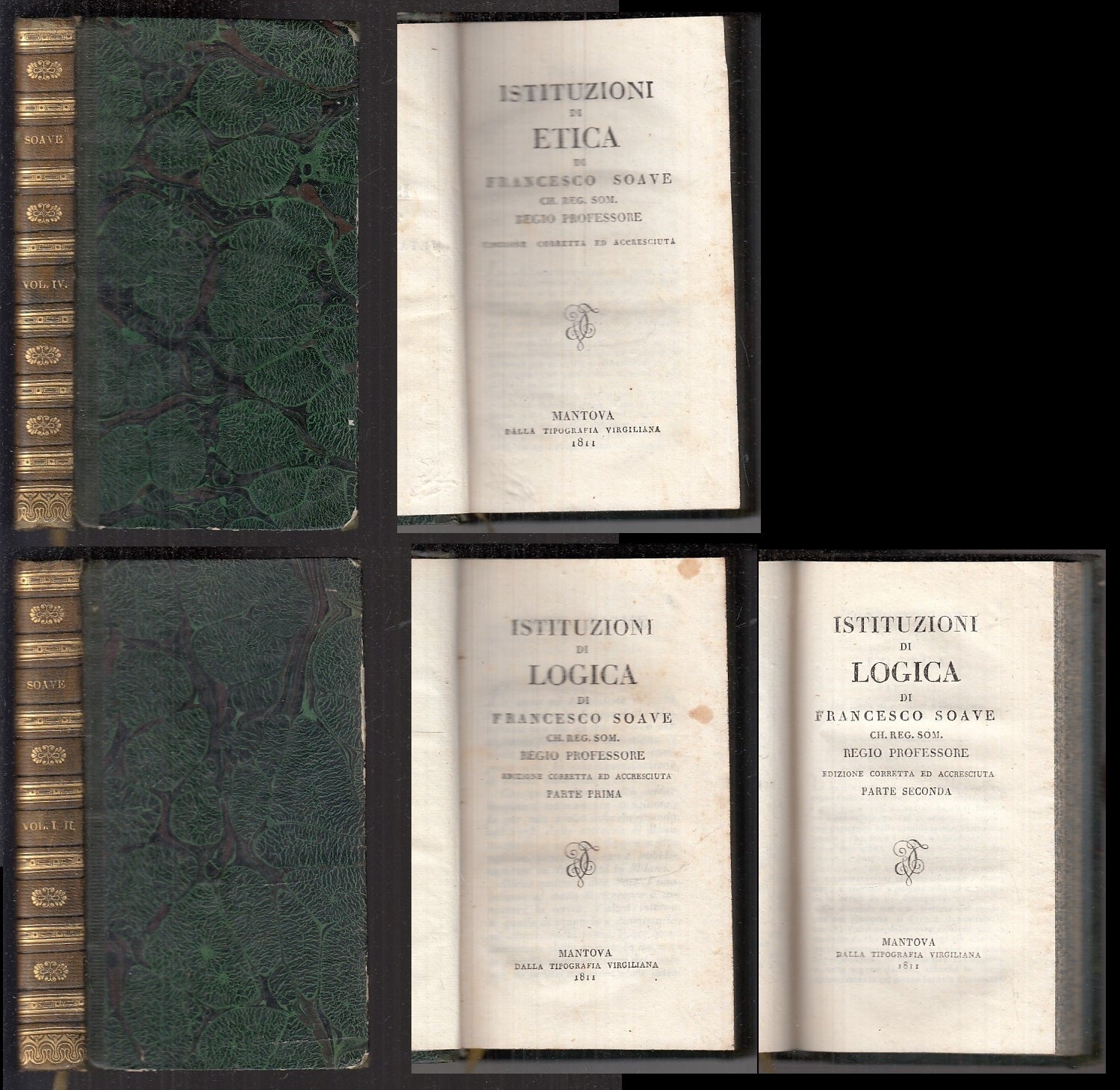 LH- ISTITUZIONI DI LOGICA I/II DI ETICA IV- SOAVE- VIRGILIANA--- 1811- C- XFS100