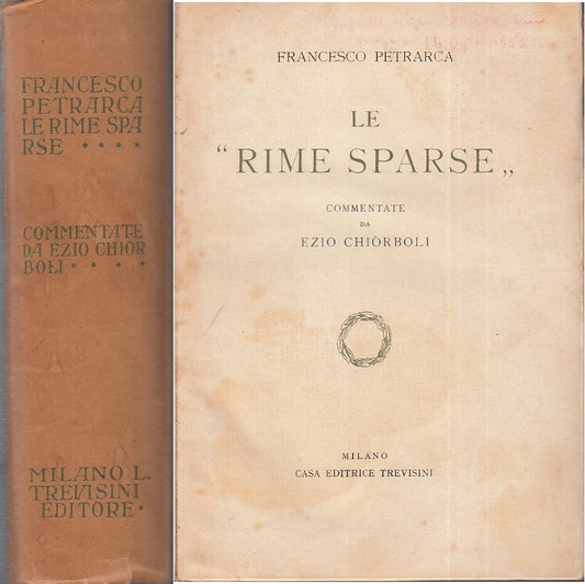 LZ- LE "RIME SPARSE" - FRANCESCO PETRARCA - TREVISINI --- 1924 - C - ZFS383