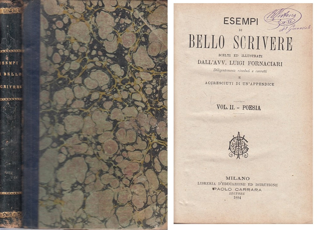 LN- ESEMPI DI BELLO SCRIVERE VOL.II POESIA -- CARRARA --- 1884 - C - YFS337