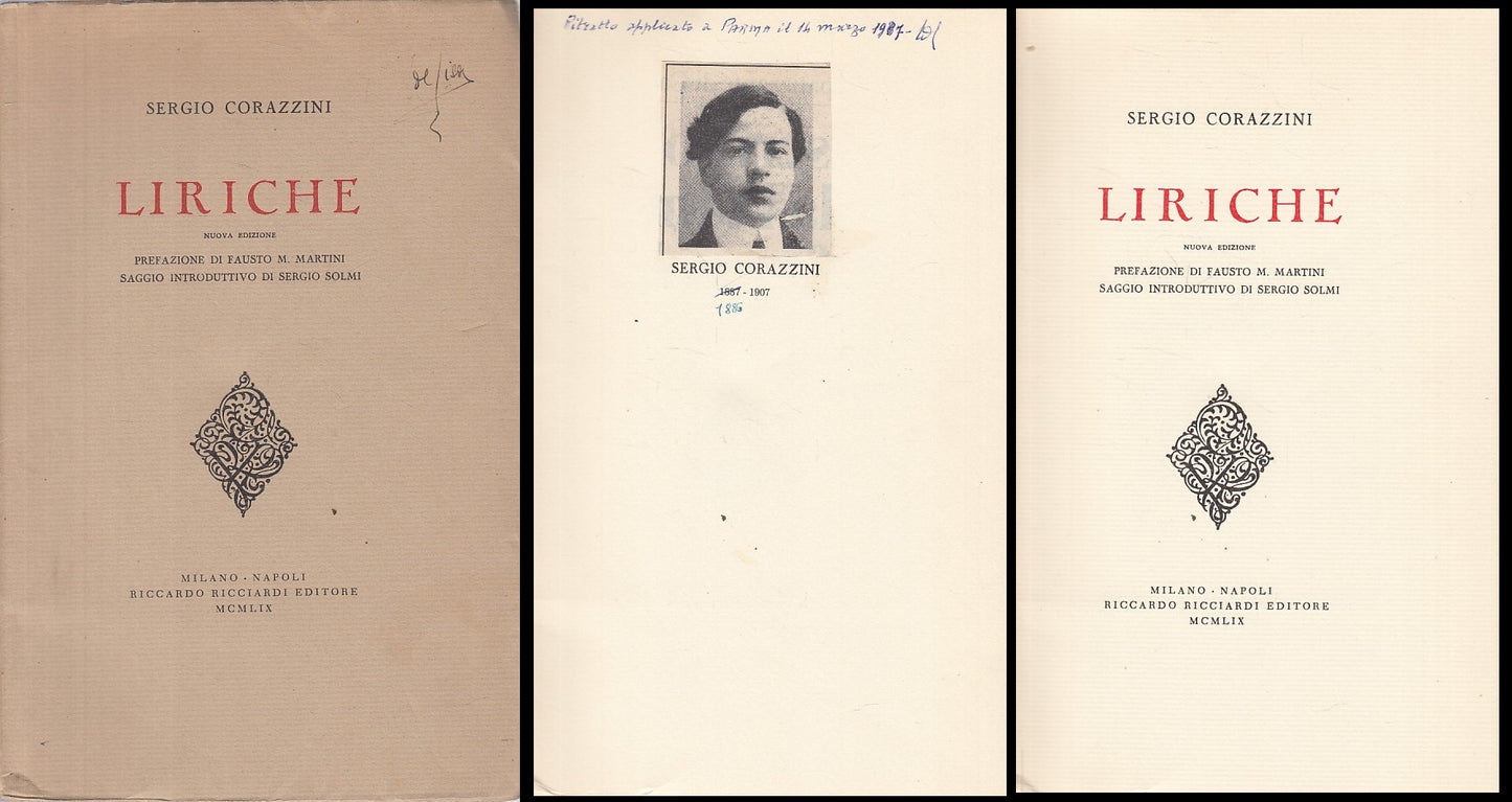 LN- LIRICHE - SERGIO CORAZZINI - RICCIARDI --- 1959 - BS - YFS337