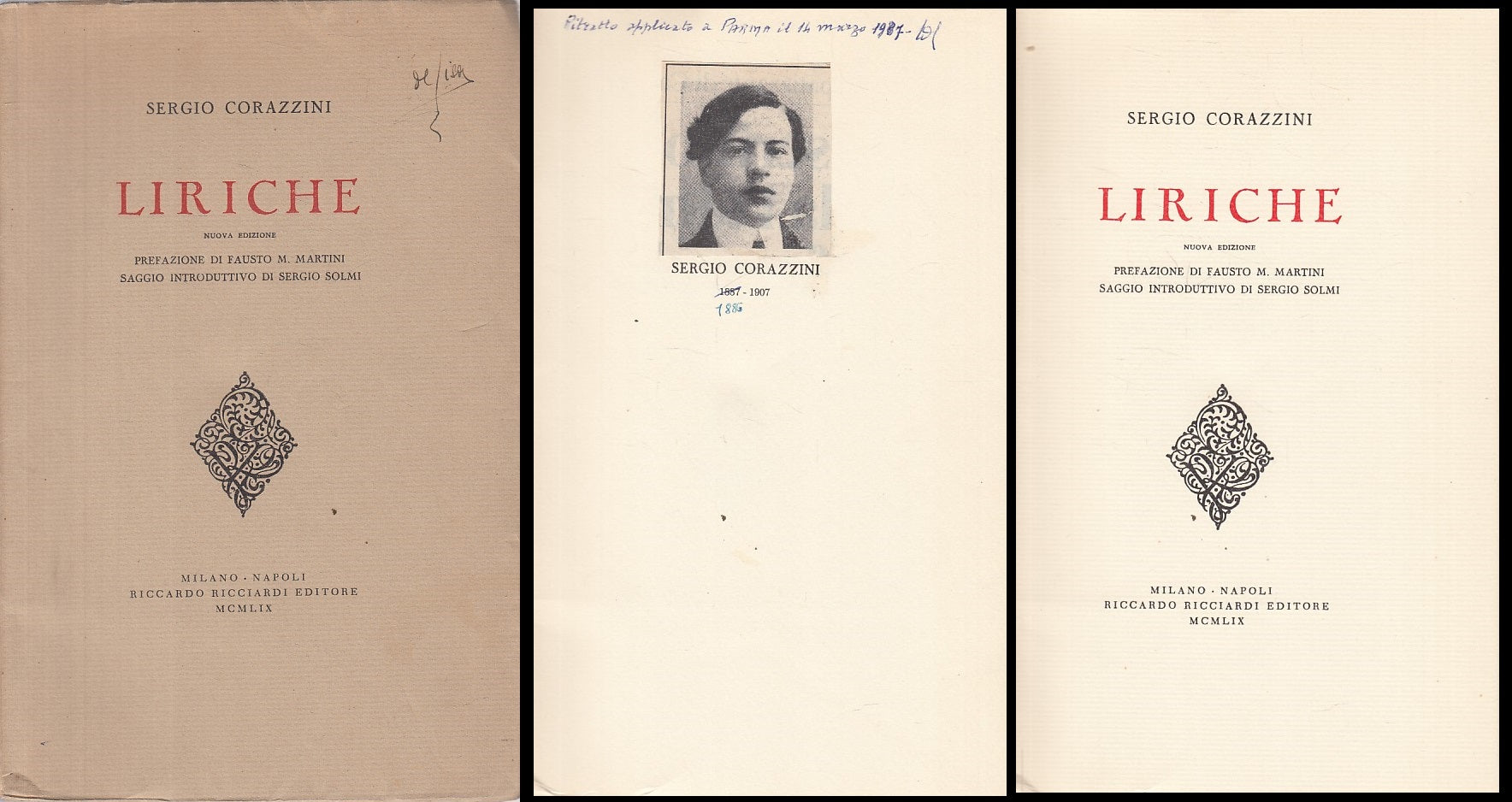 LN- LIRICHE - SERGIO CORAZZINI - RICCIARDI --- 1959 - BS - YFS337