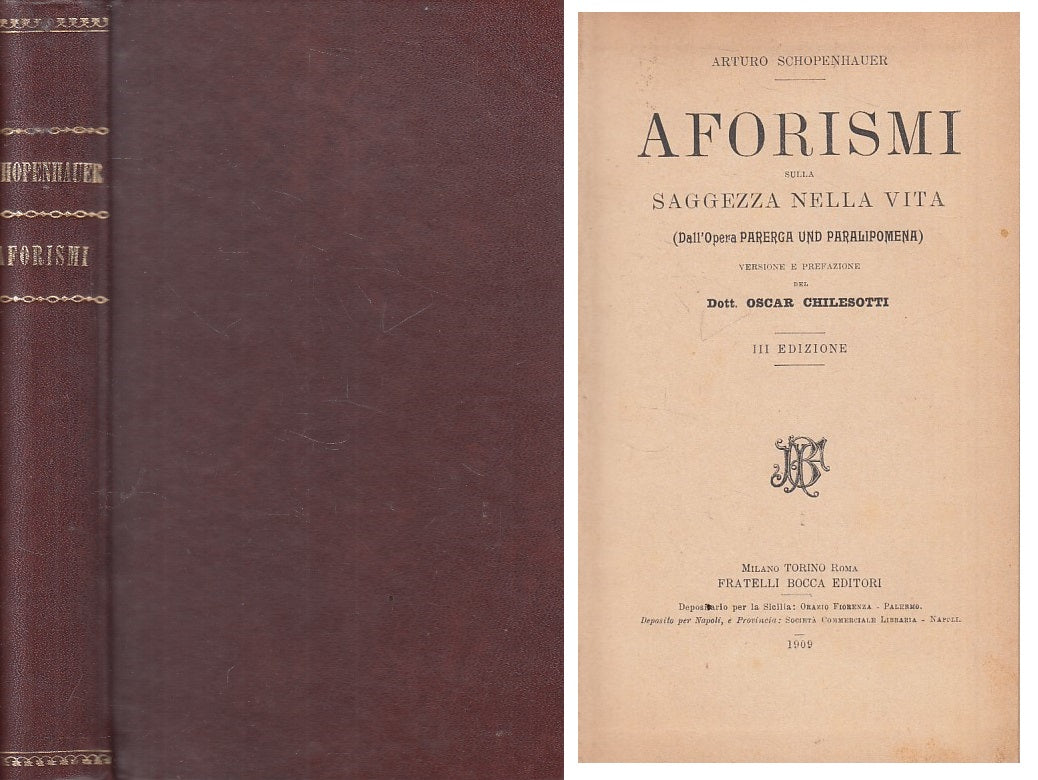 LS- AFORISMI SAGGEZZA VITA - SCHOPENHAUER - BOCCA --- 1909 - C - YFS21