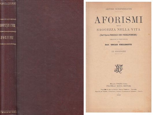 LS- AFORISMI SAGGEZZA VITA - SCHOPENHAUER - BOCCA --- 1909 - C - YFS21