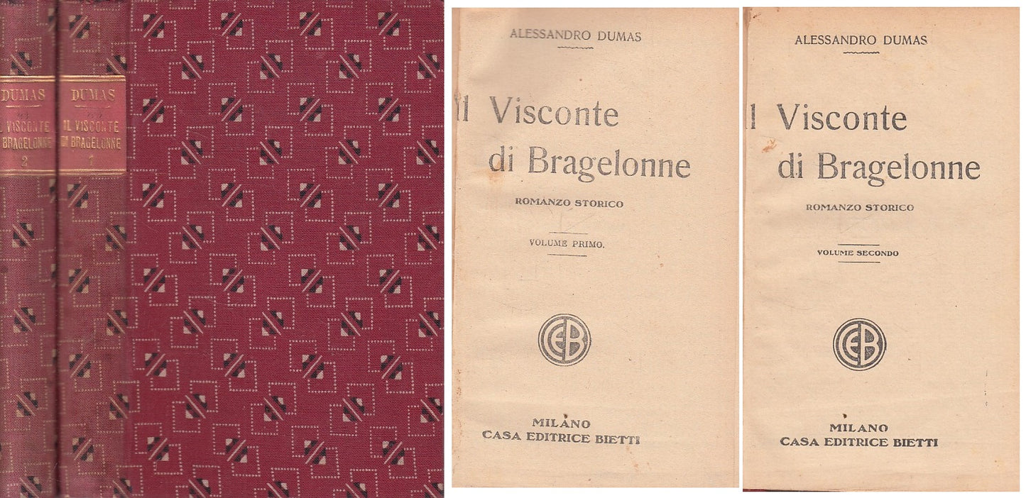 LN- IL VISCONTE DI BRAGELONNE 2 VOLUMI - DUMAS - BIETTI --- 1931 - C - YFS377
