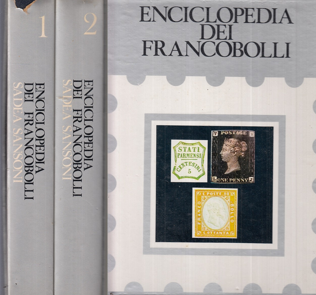 LZ- ENCICLOPEDIA DEI FRANCOBOLLI COFANETTO 2 VOLUMI -- SANSONI --- 1968- CS- ZFS
