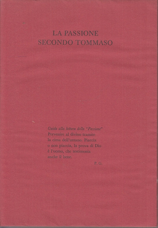 LD- LA PASSIONE SECONDO TOMMASO - PIERO GENOVESI - MANTOVA --- 1983- B- XFS107