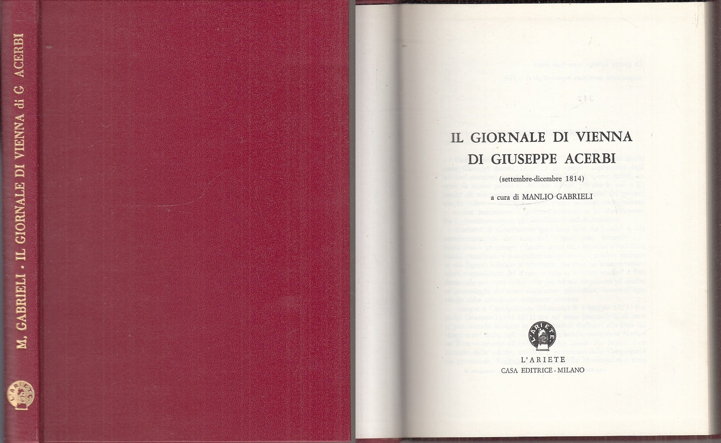 LS- IL GIORNALE DI VIENNA GIUSEPPE ACERBI- GABRIELI- L'ARIETE--- 1972- C- XFS145