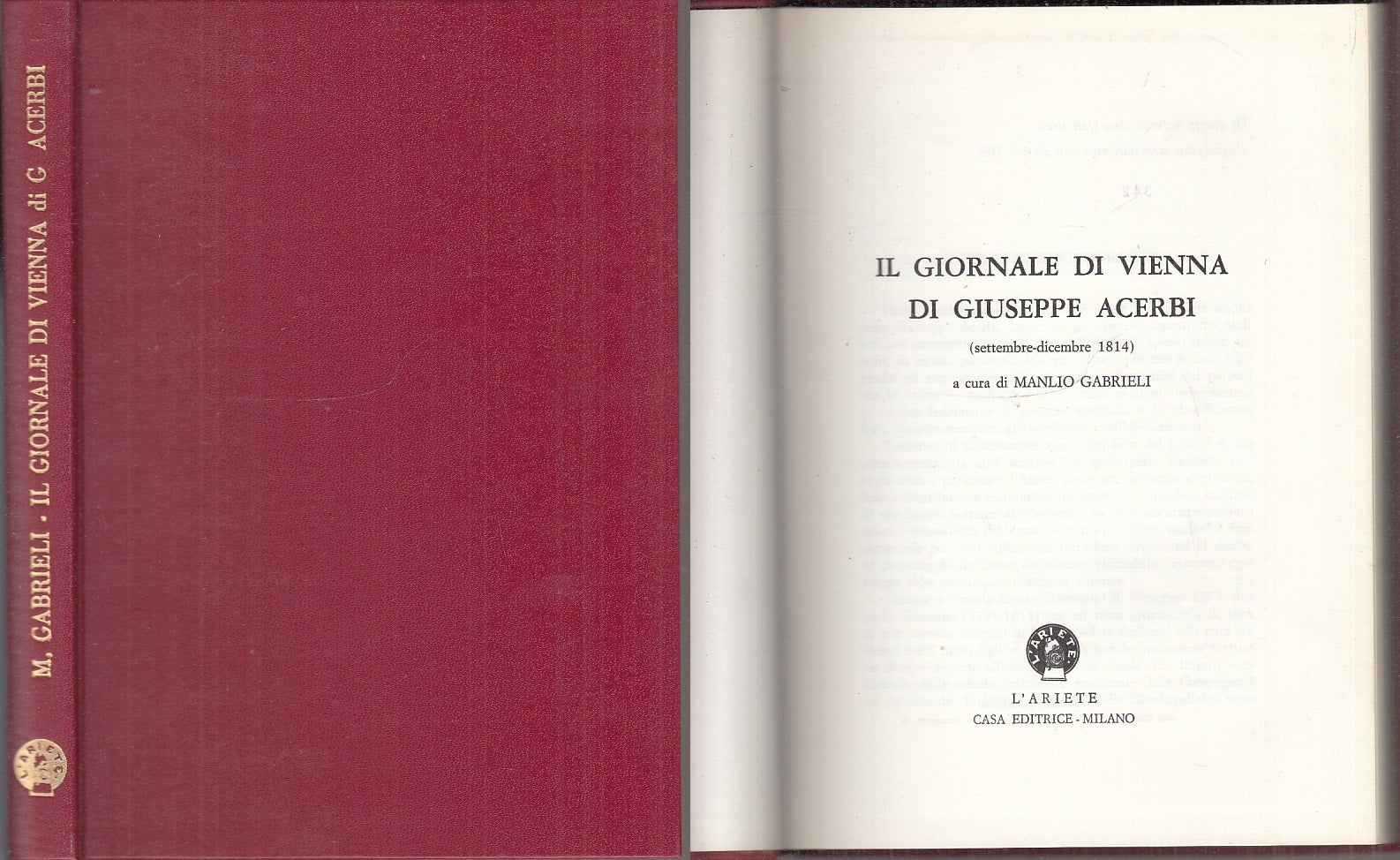 LS- IL GIORNALE DI VIENNA GIUSEPPE ACERBI- GABRIELI- L'ARIETE--- 1972- C- XFS145