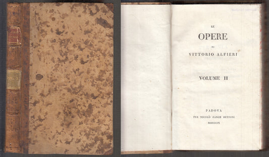 LH- LE OPERE DI VITTORIO ALFIERI VOLUME II VIRGINIA-- BETTONI--- 1809- C- XFS109