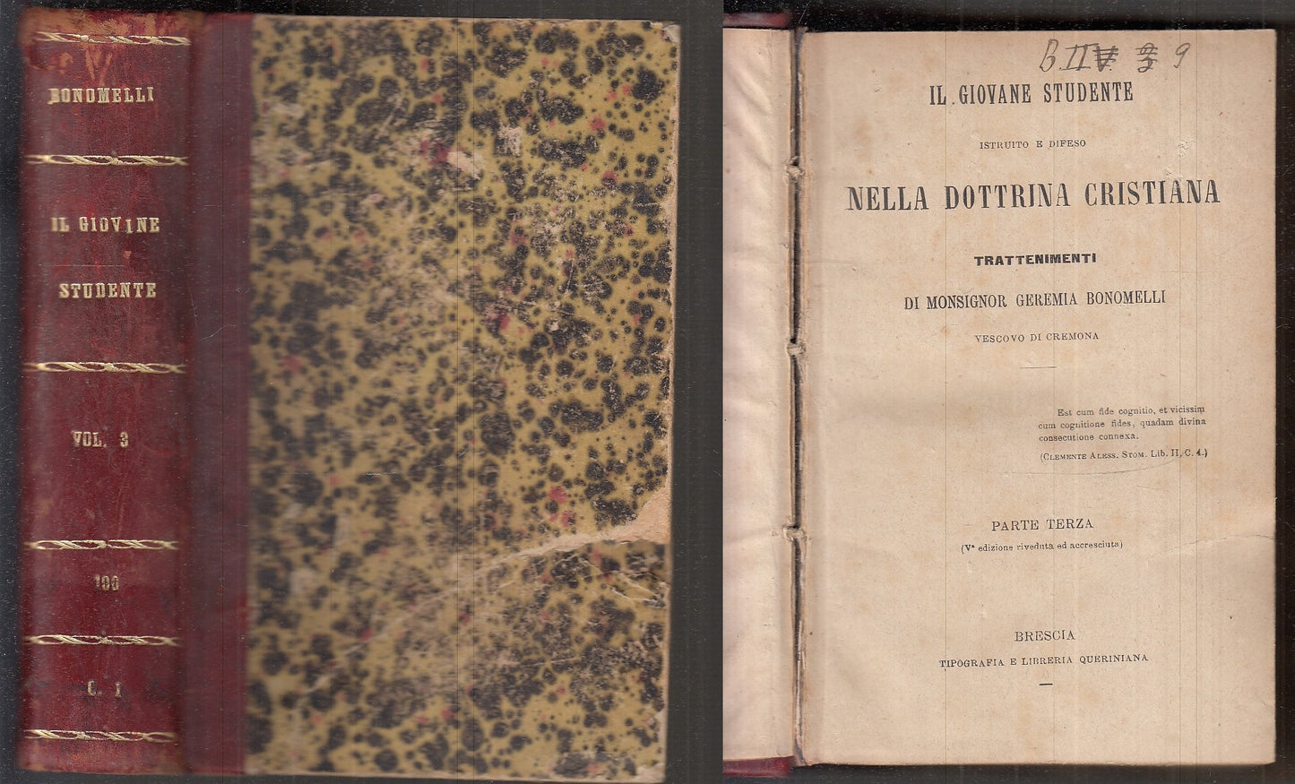 LD- GIOVANE STUDENTE DOTTRINA CRISTIANA- BONOMELLI- QUERINIANA--- 1895- C-XFS109