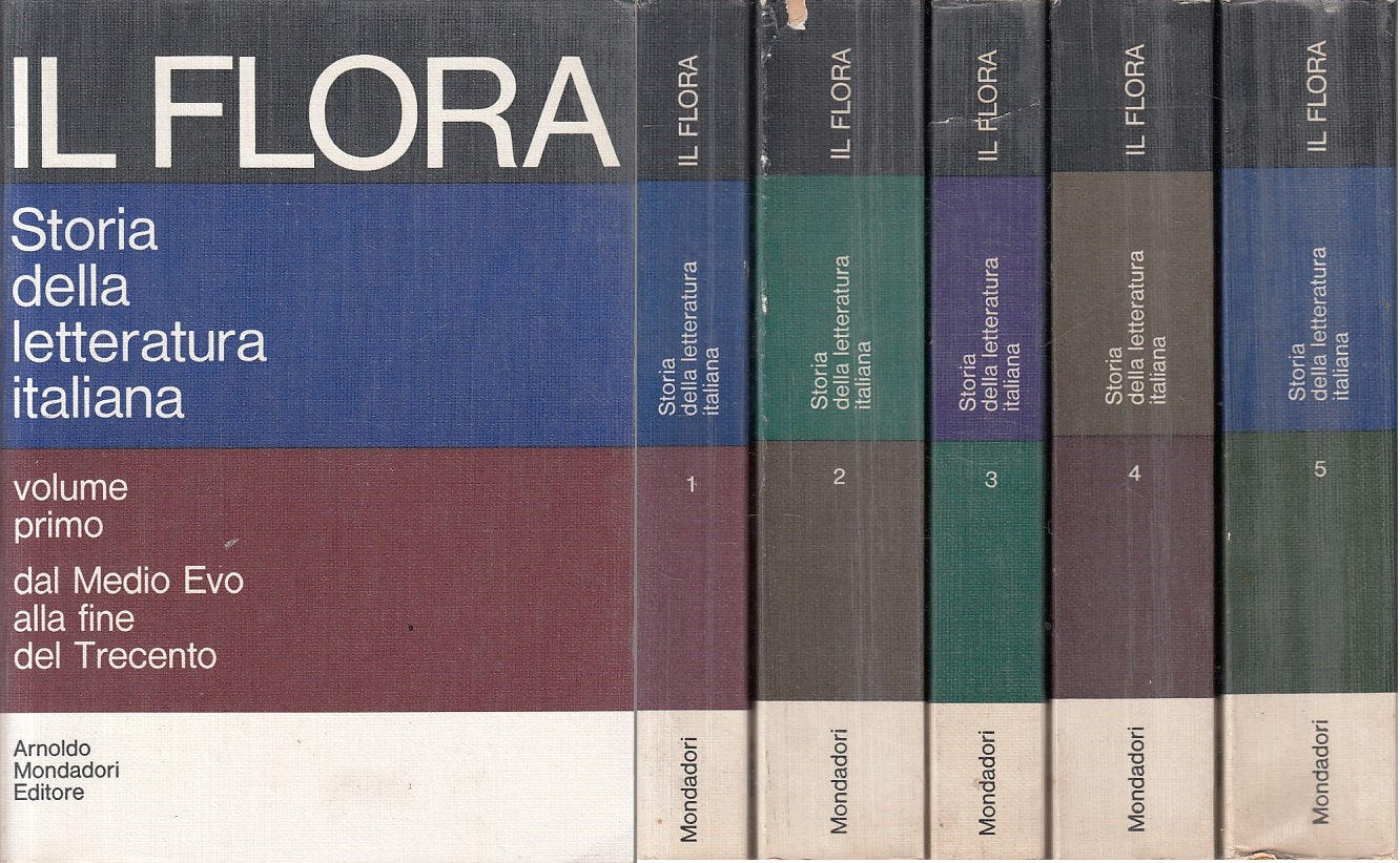 LS- STORIA LETTERATURA ITALIANA 5 VOLL. - FLORA - MONDADORI --- 1966 - B - ZFS75