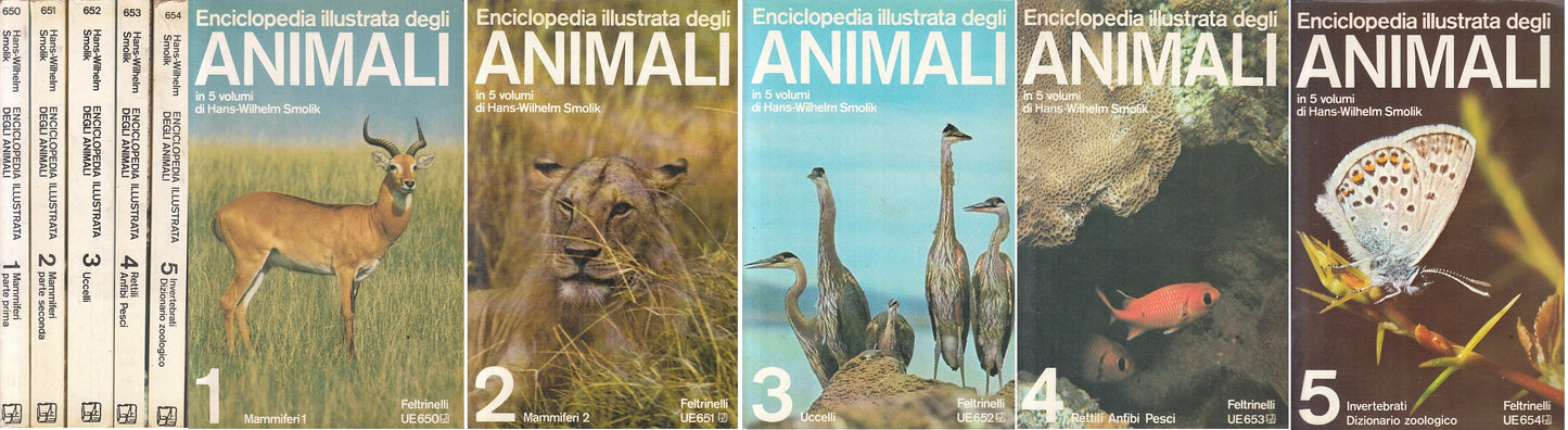 LZ- ENCICLOPEDIA ILLUSTRATA ANIMALI 5 VOLL. -- FELTRINELLI --- 1972 - B - ZFS75