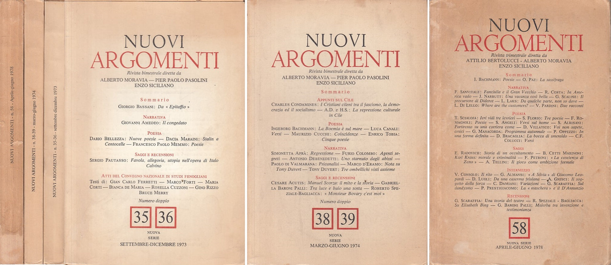 LS- NUOVI ARGOMENTI - MORAVIA PASOLINI SICILIANO- GARZANTI --- 1973 - B - ZFS405