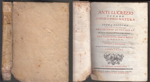 LH- ANTI LUCREZIO NATURA TOMO PRIMO SETTECENTINA- DI POLIGNAC---- 1767- C- XFS95
