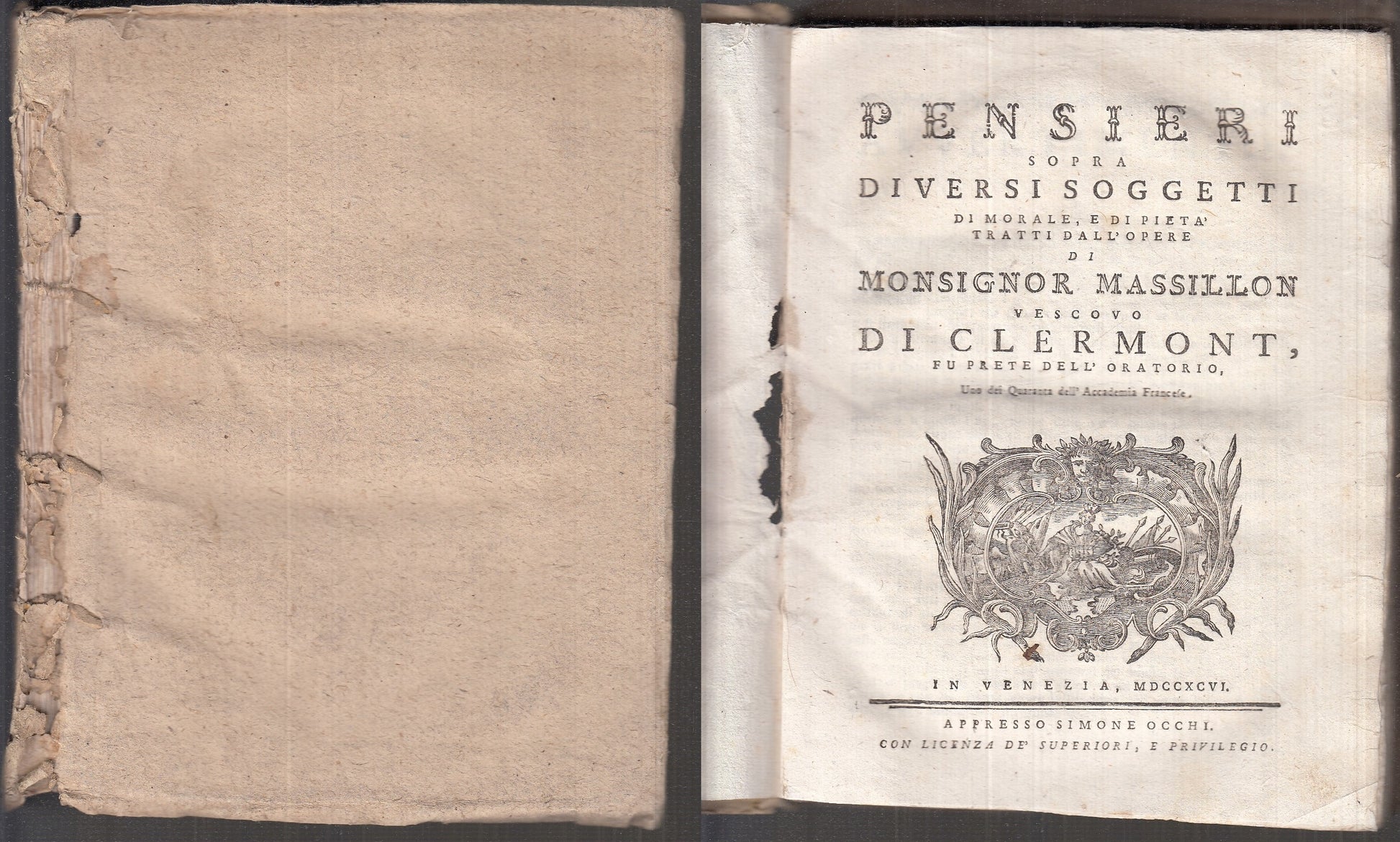 LH- PENSIERI SOPRA DIVERSI SOGGETTI SETTECENTINA - MASSILLON ---- 1796- B- XFS95