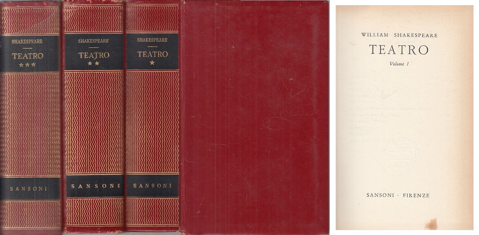 LN- TEATRO 3 VOLUMI - WILLIAM SHAKESPEARE - SANSONI --- 1961 - C - ZFS225