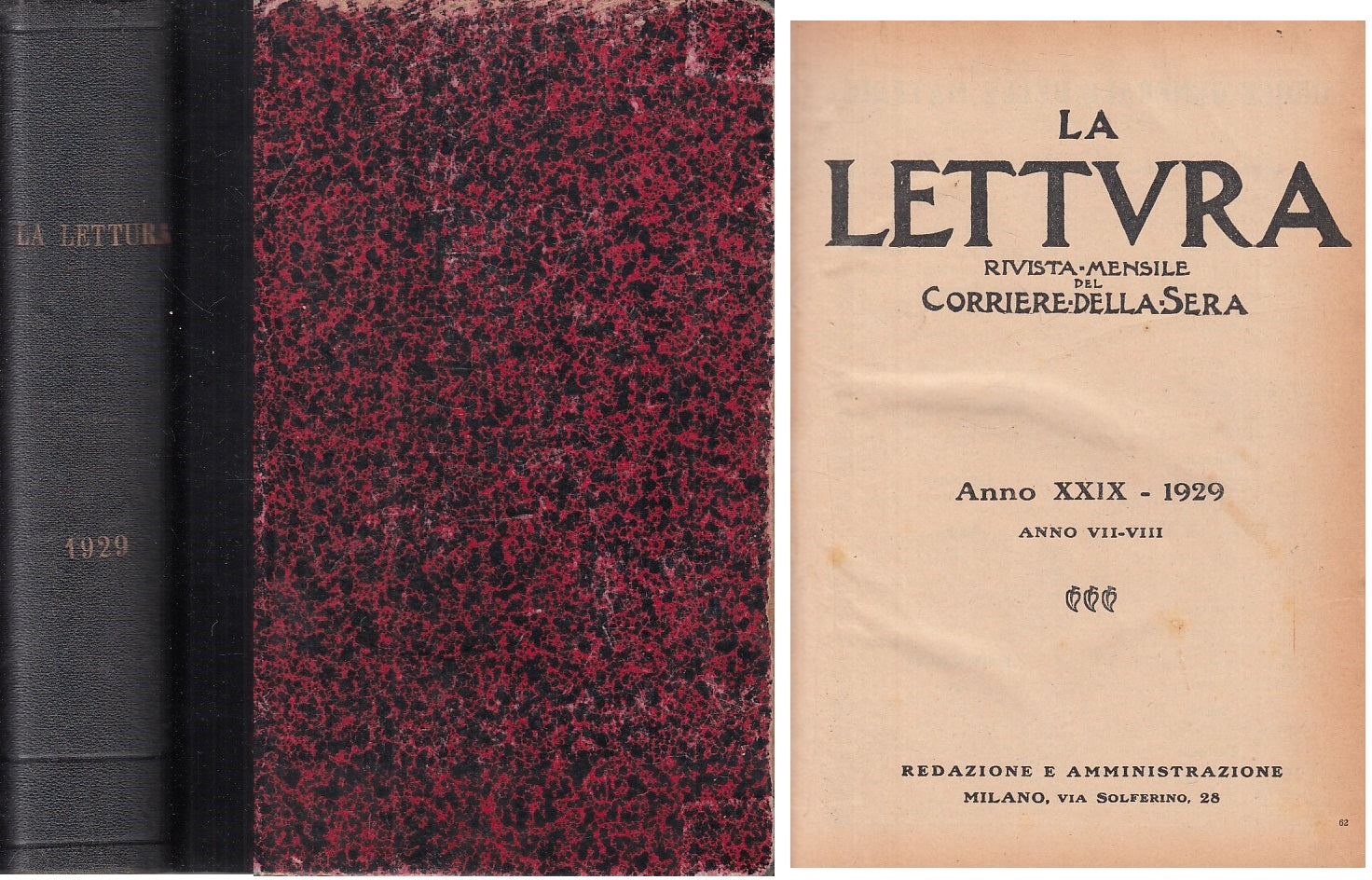 LS- LETTURA RIVISTA MENSILE CORRIERE SERA RILEGATURA-- MILANO--- 1929- C- YFS583