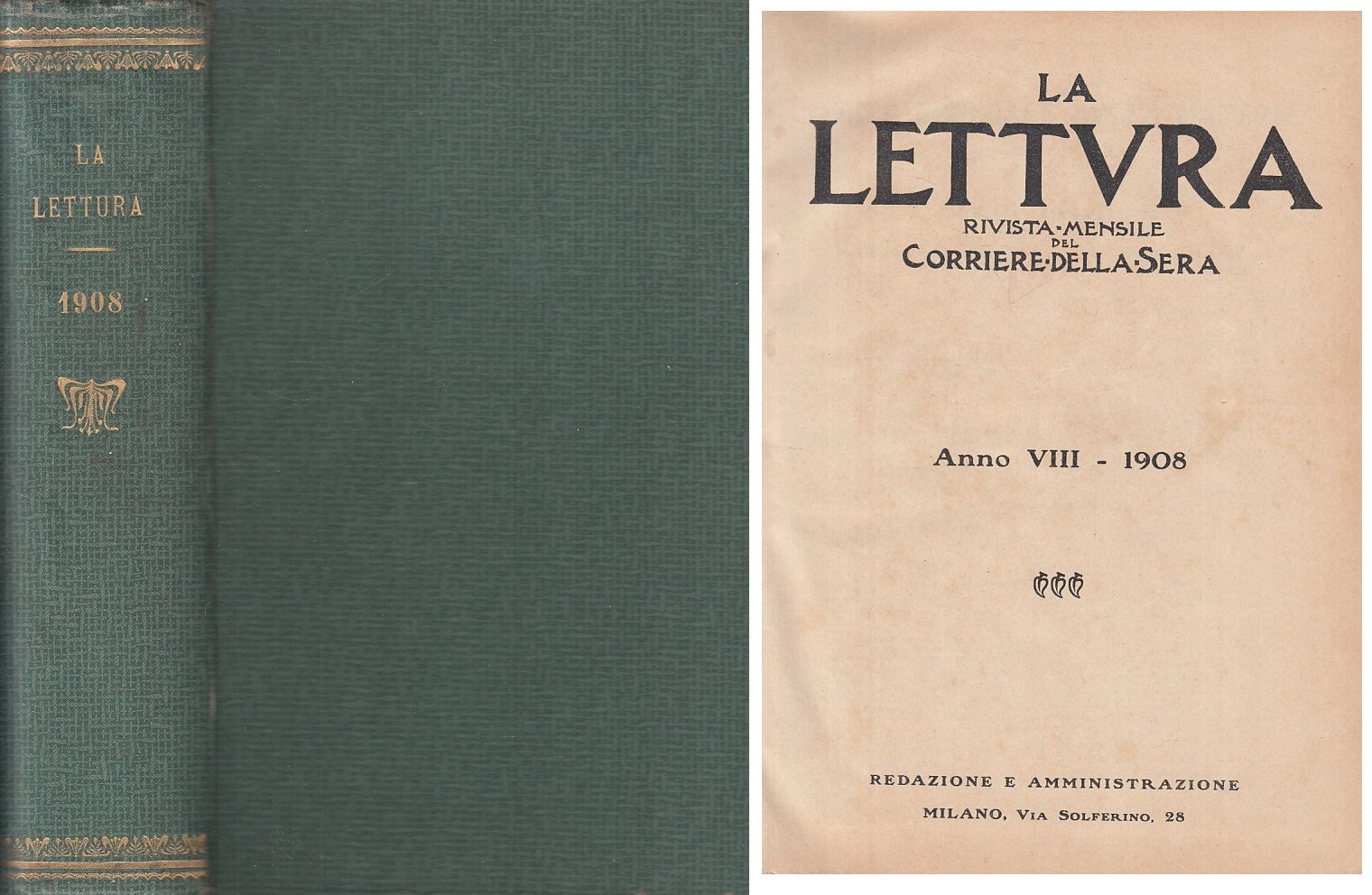LS- LETTURA RIVISTA MENSILE CORRIERE SERA RILEGATURA-- MILANO--- 1908- C- YFS601