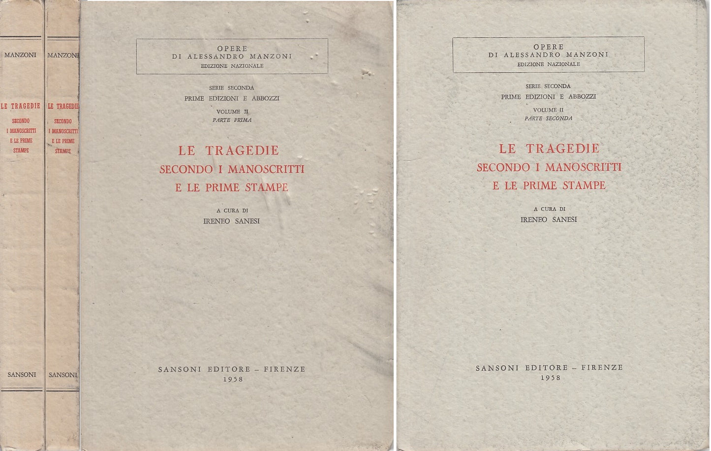LS- TRAGEDIE MANOSCRITTI PRIME STAMPE VOL.II 2 PARTI-- SANSONI--- 1958- B- ZFS90