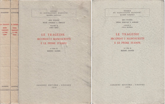 LS- TRAGEDIE MANOSCRITTI PRIME STAMPE VOL.II 2 PARTI-- SANSONI--- 1958- B- ZFS90