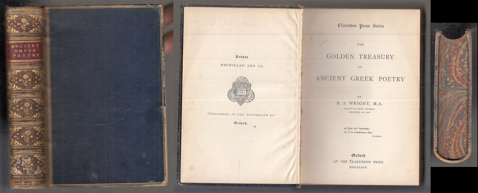 LH- THE GOLDEN TREASURY OF ANCIENT GREEK POETRY - WRIGHT ---- 1867 - C - XFS110