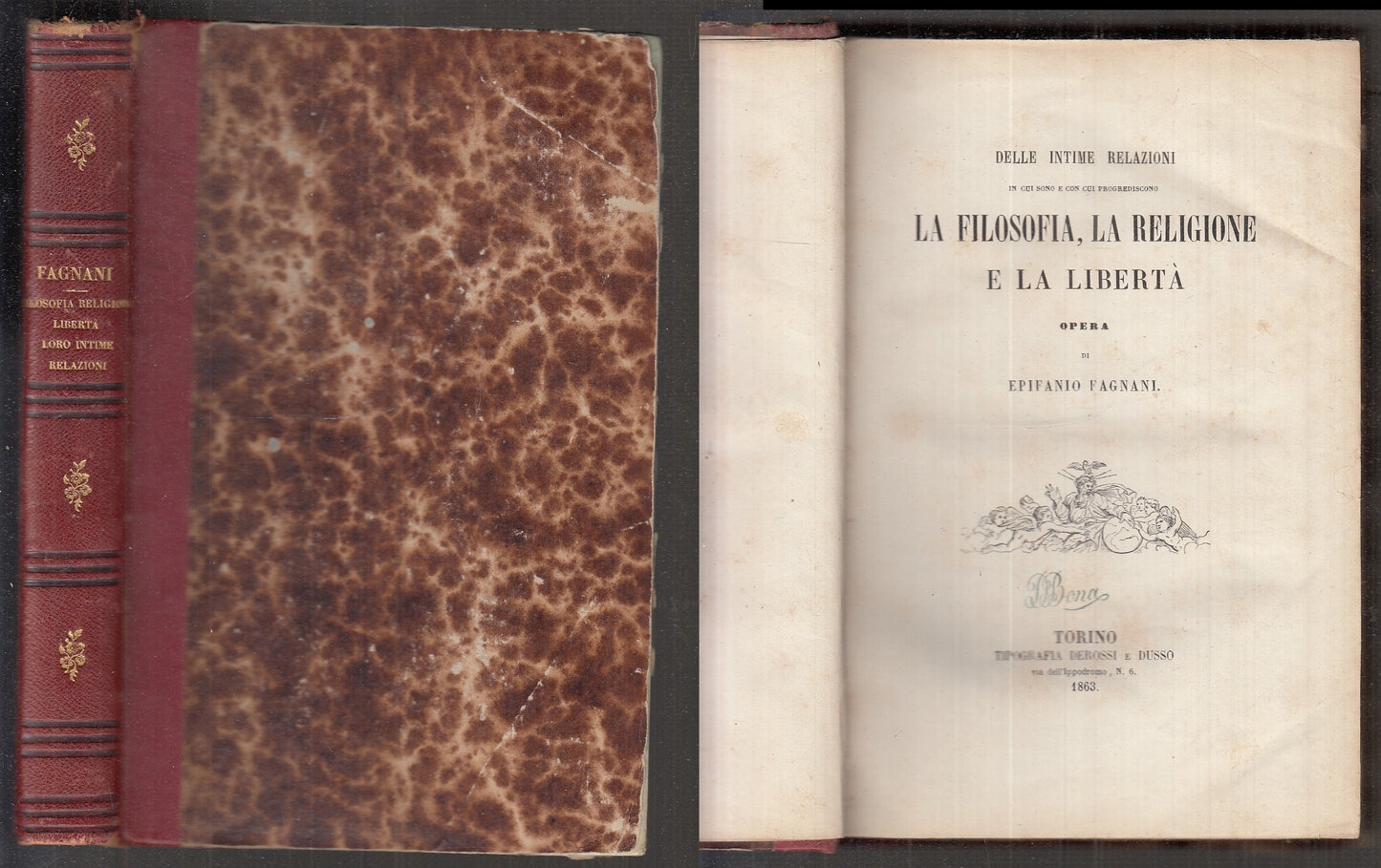 LH- INTIME RELAZIONI FILOSOFIA RELIGIONE LIBERTA' - PAGNANI ---- 1863- C- XFS111