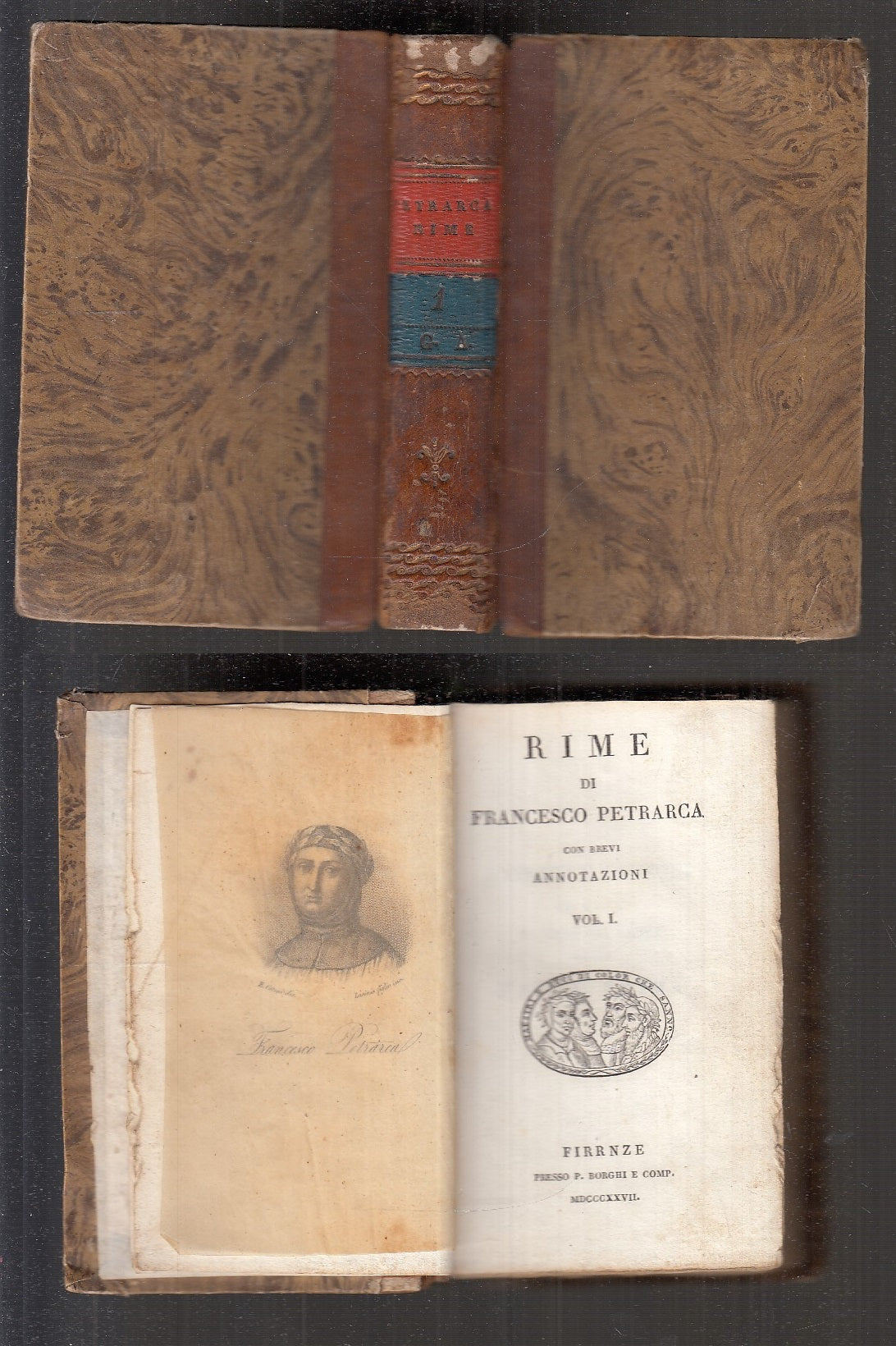 LH- RIME DI FRANCESCO PETRARCA VOLUME I -- BORGHI E COMP. --- 1827 - C - XFS111