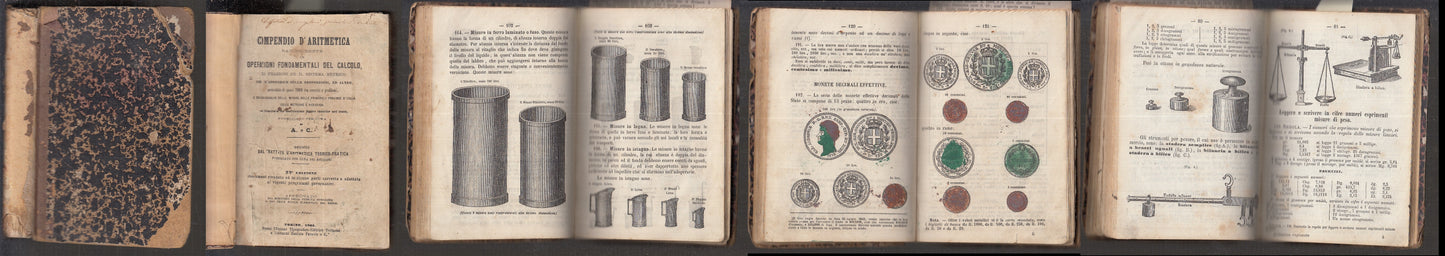 LH- COMPENDIO D'ARITMETICA OPERAZIONI CALCOLO -- UTET --- 1865 - C - XFS111