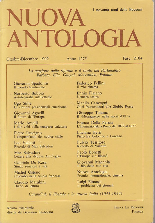LS- NUOVA ANTOLOGIA N.4 OTTOBRE/DICEMBRE -- LE MONNIER --- 1992 - B - ZFS326