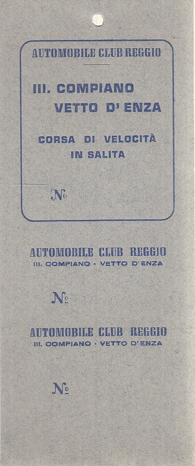 CV- AUTOMOBILE CLUB REGGIO EMILIA COMPIANO VETTO D'ENZA CORSA VELOCITA' - XFS111