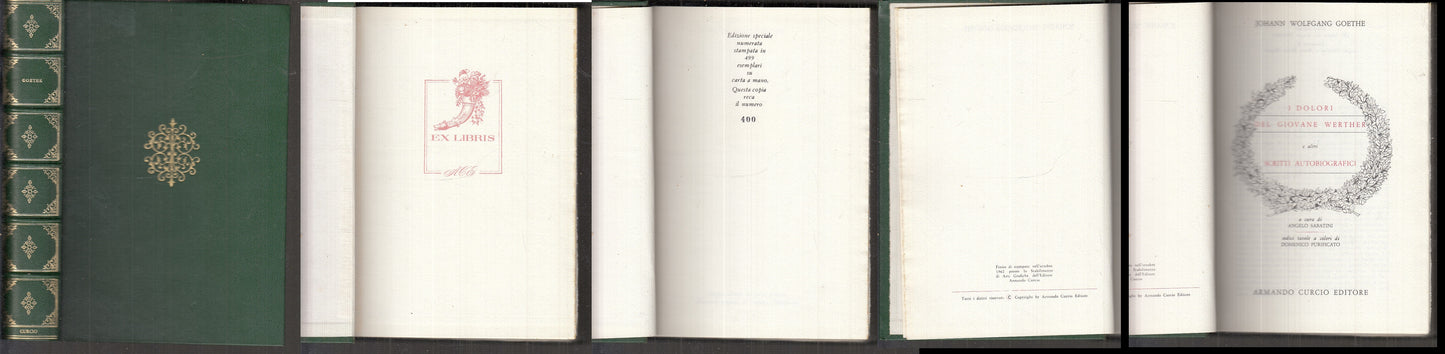 LN- DOLORI DEL GIOVANE WERTHER COPIA NUMERATA- GOETHE- CURCIO--- 1962- C- XFS112