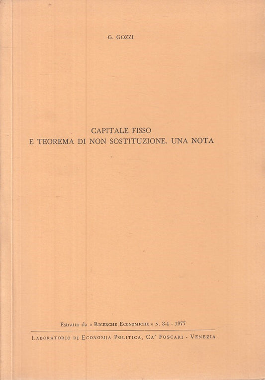 LZ- CAPITALE FISSO TEOREMA NON SOSTITUZIONE - GOZZI- VENEZIA --- 1977- B - YFS29