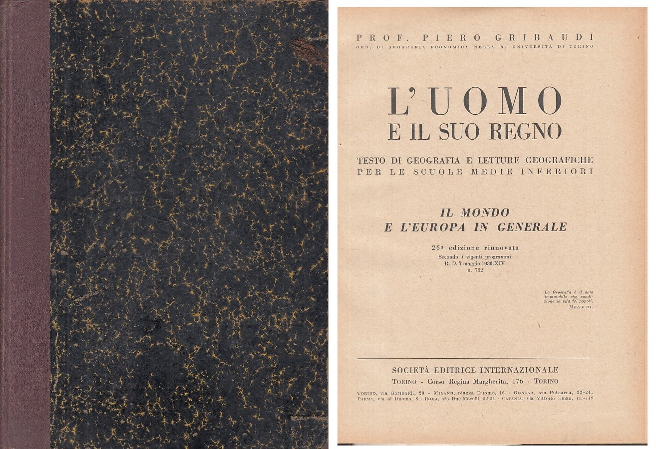 LZ- L'UOMO E IL SUO REGNO MONDO E EUROPA - GRIBAUDI - SEI --- 1937 - C - YFS173