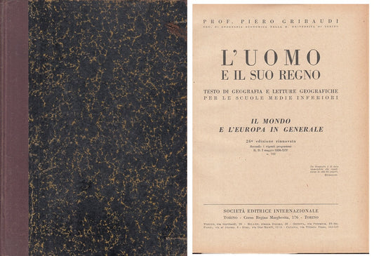 LZ- L'UOMO E IL SUO REGNO MONDO E EUROPA - GRIBAUDI - SEI --- 1937 - C - YFS173