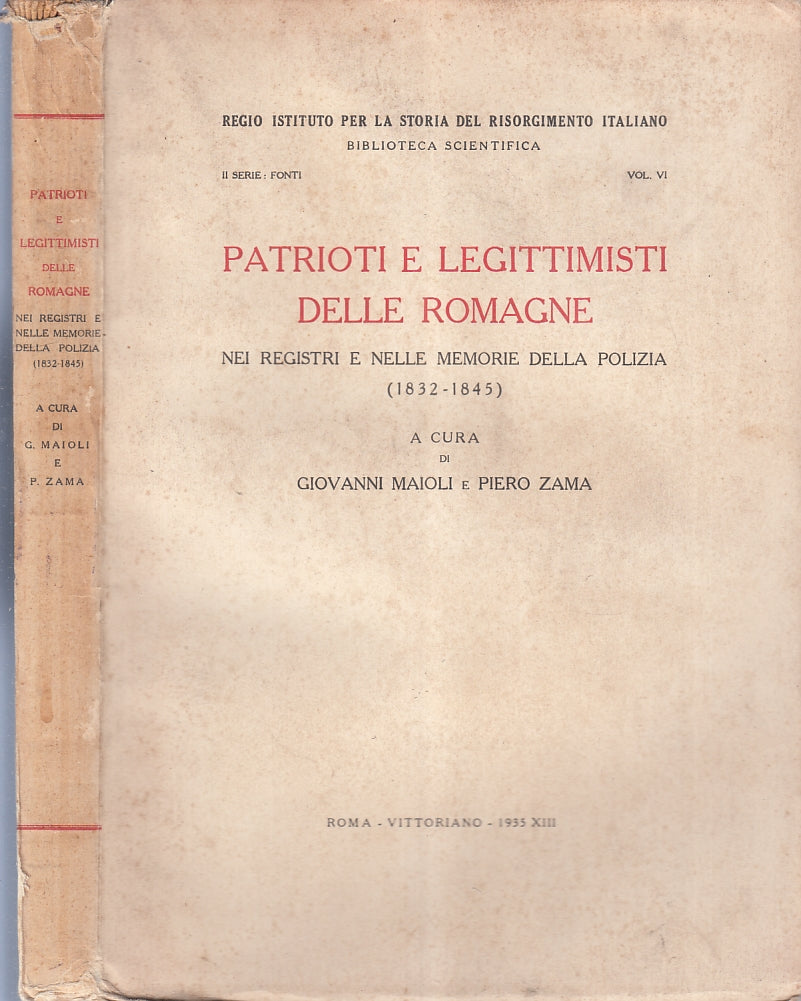 LS- PATRIOTI E LEGITTIMISTI DELLE ROMAGNE - MAIOLI ZAMA ---- 1935 - B - XFS148