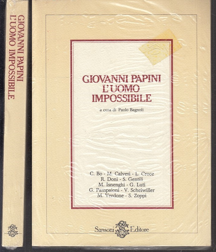 LS- GIOVANNI PAPINI L'UOMO IMPOSSIBILE- PAOLO BAGNOLI- SANSONI--- 1982 -- XFS150