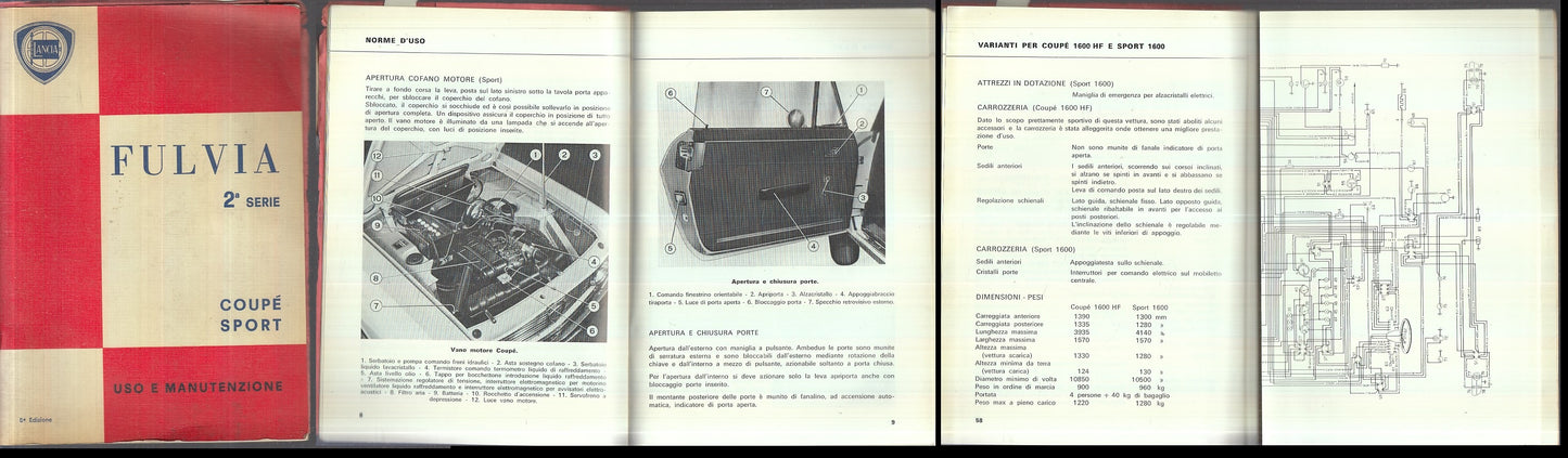LZ- FULVIA 2a SERIE COUPE' SPORT USO E MANUTENZIONE -- LANCIA--- 1973- S- XFS113
