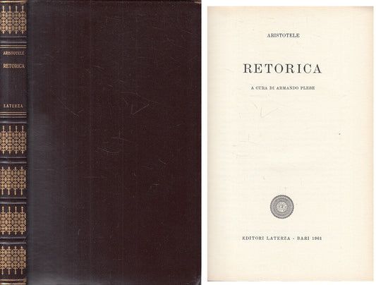 LS- RETORICA - ARISTOTELE - LZATERZA - FILOSOFI -- 1961 - B - YFS382