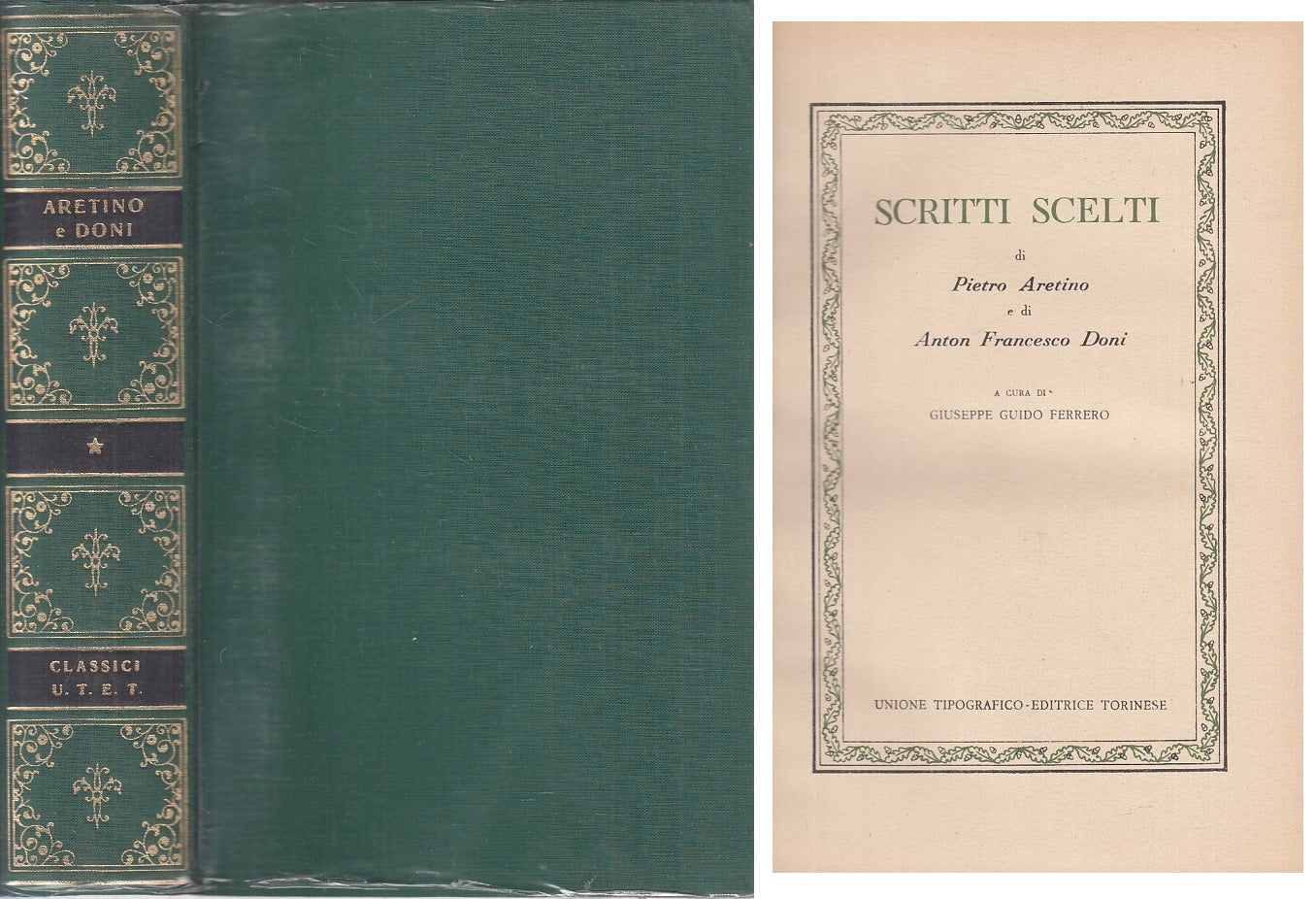 LN- SCRITTI SCELTI VOL.1 - ARETINO DONI - UTET - CLASSICI -- 1961 - CS - YFS32